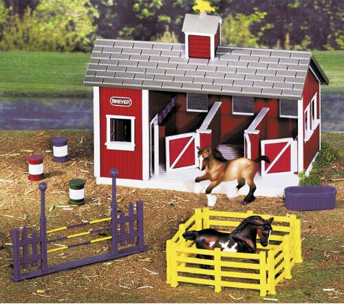 Breyer 59197 red stable - red, set