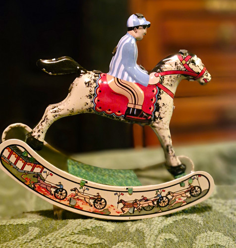 Vintage tinplate rocking horse - vintage,